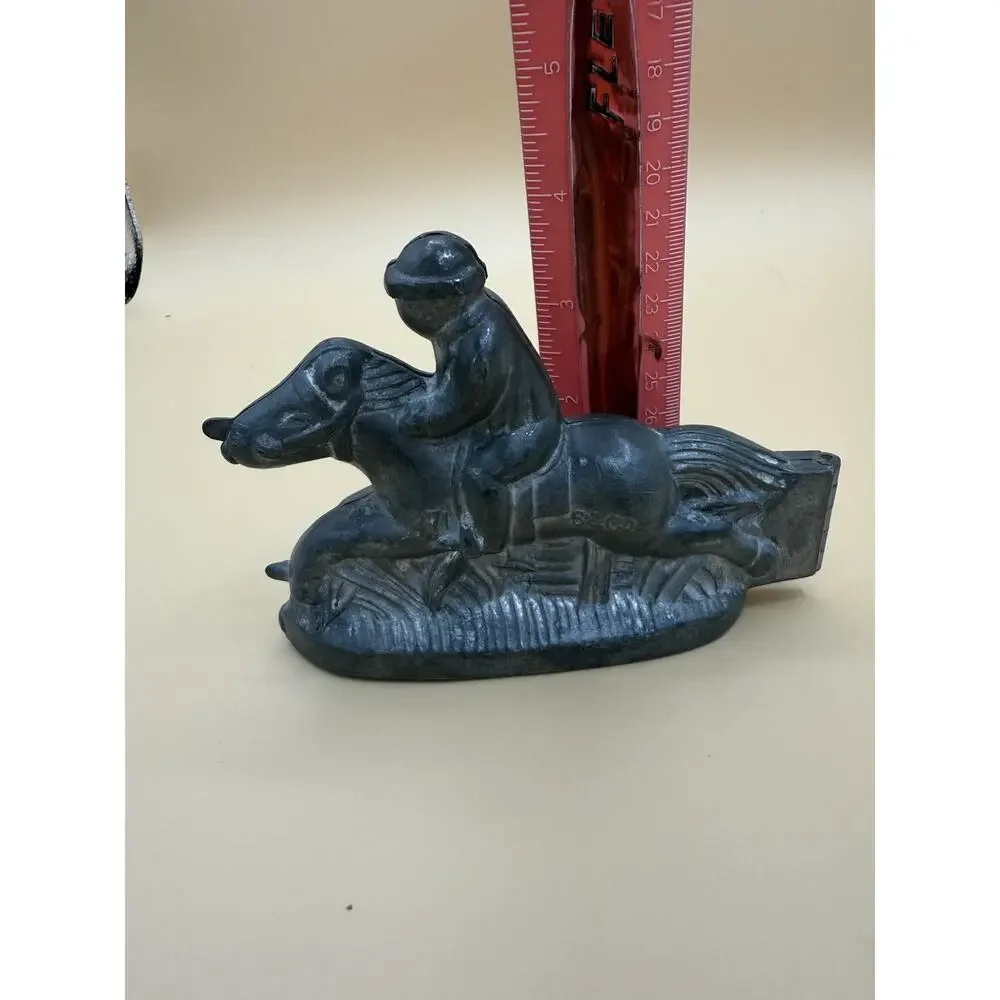 Antique Pewter 271 S & co Jockey Racing Horse Ice Cream Or Chocolate Mold Metal